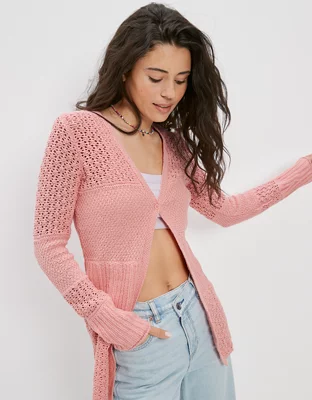 AE Stitched Button-Front Cardigan