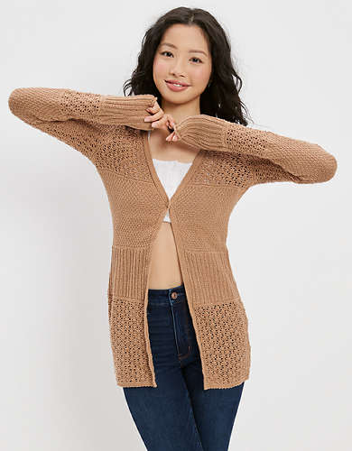 AE Stitched Button-Front Cardigan