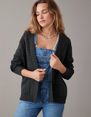 BKE Checkered Cable Knit Cardigan Sweater - Women's Sweaters in