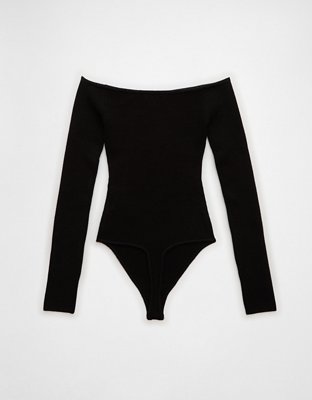 AE Long-Sleeve Off-The-Shoulder Sweater Bodysuit