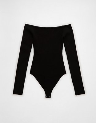 AE Long-Sleeve Off-The-Shoulder Sweater Bodysuit