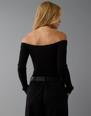 Женские свитеры American Eagle AE Long-Sleeve Off-The-Shoulder Sweater Bodysuit — фото 2