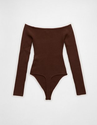 AE Long-Sleeve Off-The-Shoulder Sweater Bodysuit