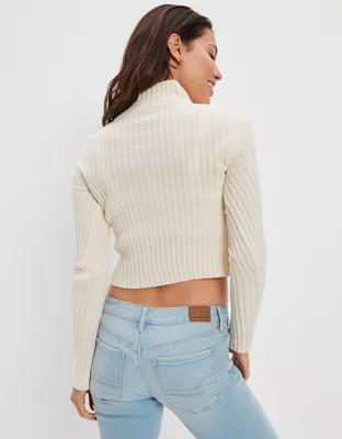 AE Mock-Neck Double-Zip Cardigan