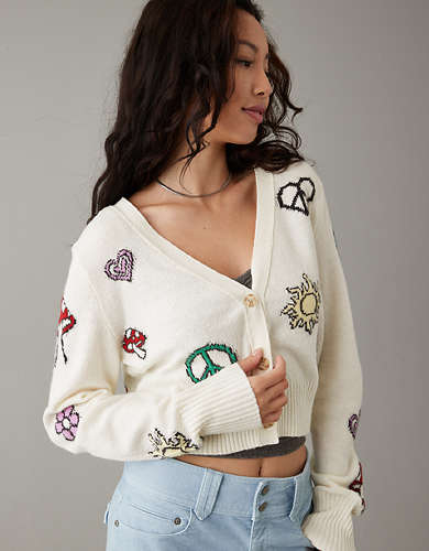 AE Icon Patch Cropped Cardigan