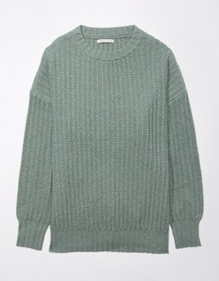 American Eagle Womens Waffle Knit Pullover Sweater, Green, X-Small 