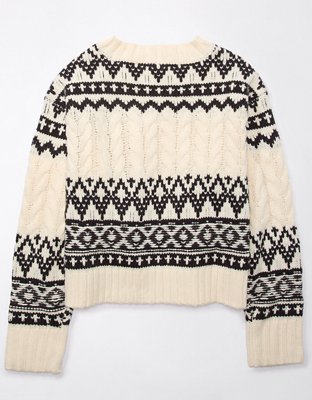AE Fair Isle Cable-Knit Crewneck Sweater