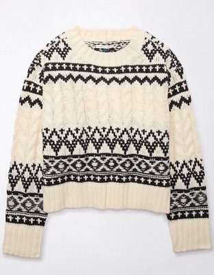 Женские свитеры American Eagle AE Fair Isle Cable-Knit Crewneck Sweater — фото 3