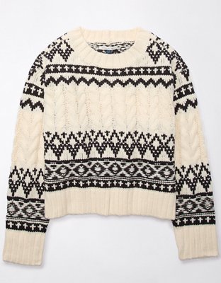 AE Fair Isle CableKnit Crewneck Sweater