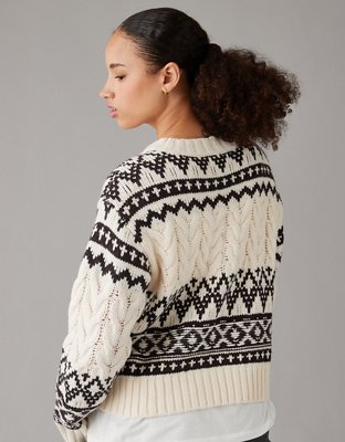 Женские свитеры American Eagle AE Fair Isle Cable-Knit Crewneck Sweater — фото 2
