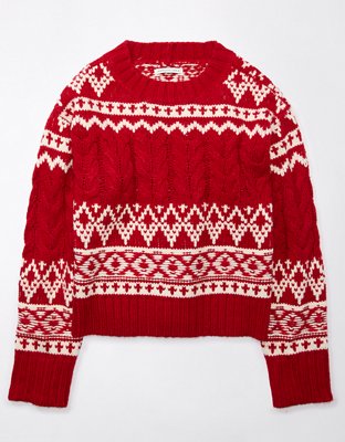 Red and white hot sale fair isle sweater