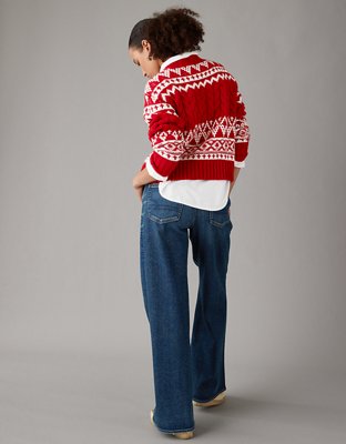 AE Fair Isle Cable-Knit Crewneck Sweater