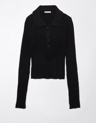 AE Suéter Polo de Lana Peluda