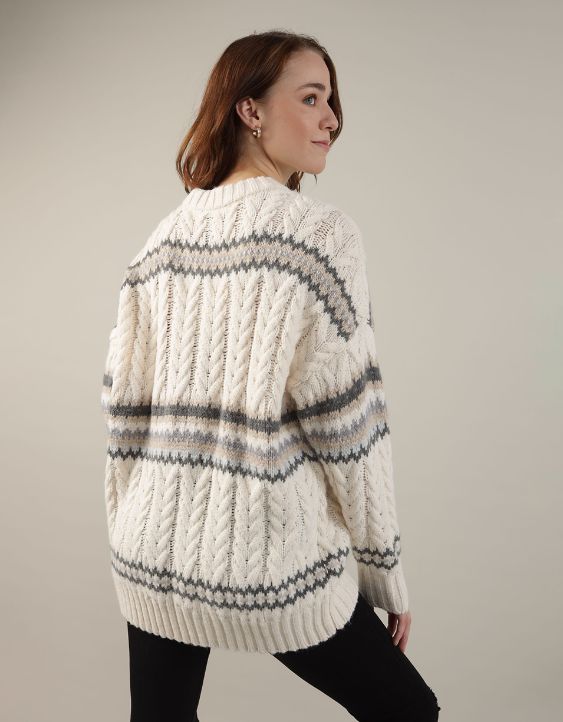 AE Cable-Knit Fair Isle Sweater