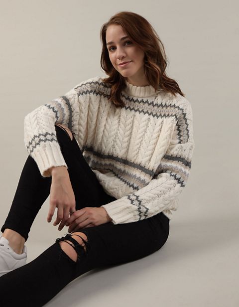 Женские свитеры American Eagle AE Cable-Knit Fair Isle Sweater