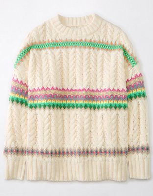 AE Cable-Knit Fair Isle Sweater