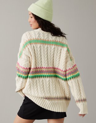 AE Cable-Knit Fair Isle Sweater
