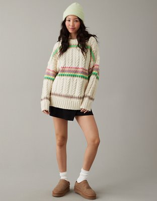 AE Cable-Knit Fair Isle Sweater