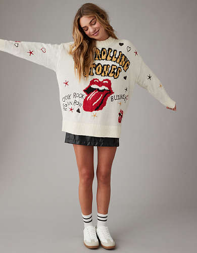 AE Whoa So Soft Rolling Stones Crewneck Sweater