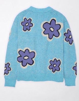 AE Whoa So Soft Suéter Floral con Cuello Redondo