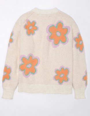 AE Whoa So Soft Suéter Floral con Cuello Redondo