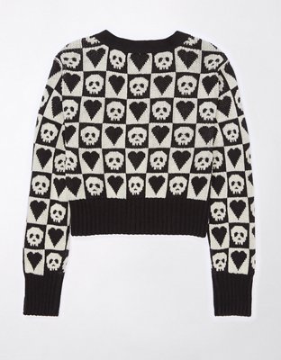 AE Skull Halloween Cropped Cardigan