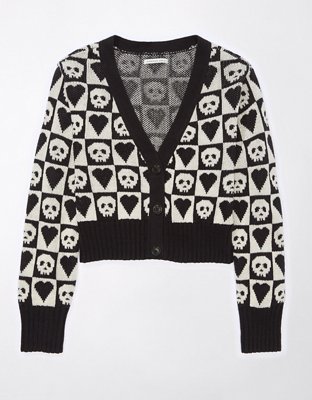 AE Skull Halloween Cropped Cardigan