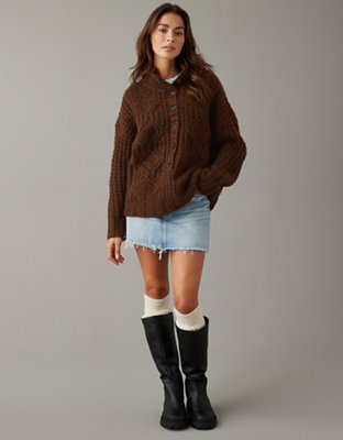 AE Oversized Cable Knit Sweater Dress