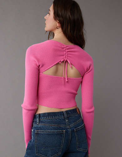 AE Cropped Ruched Sweater