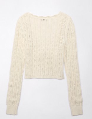 AE Crochet Tie-Front Cardigan