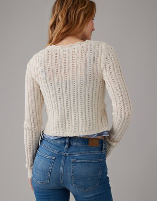 Женские кардиганы American Eagle AE Crochet Tie-Front Cardigan — фото 3