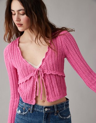 AE Crochet Tie-Front Cardigan