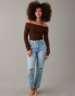 Off the shoulder long sleeve sweater hot sale