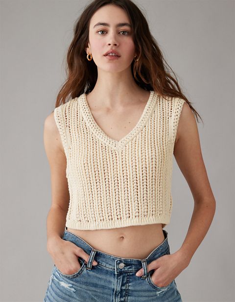 Женские жилеты American Eagle AE Crochet Vest