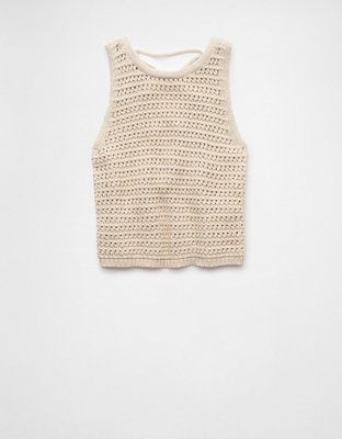 AE Lace-Up Back Sweater Tank Top