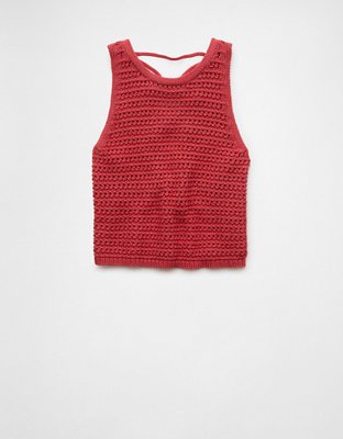 AE Lace-Up Back Sweater Tank Top