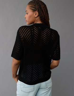 AE Oversized Button-Up Sweater Top