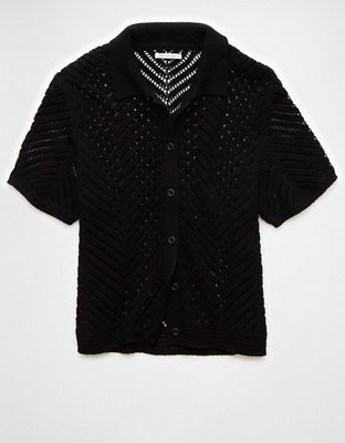 AE Oversized Button-Up Sweater Top