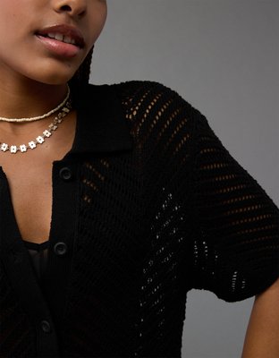 AE Oversized Button-Up Sweater Top