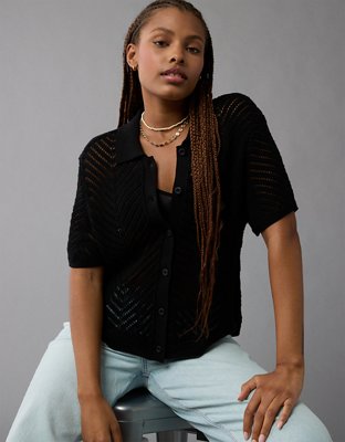 AE Oversized Button-Up Sweater Top