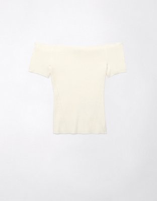 White Contour Rib Cold Shoulder Crop Top, White, £21.00