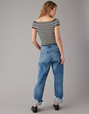 AE Cropped Ribbed Off-The-Shoulder Top