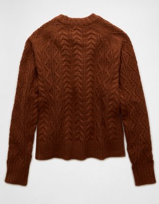 AE Cropped Cable Knit Sweater