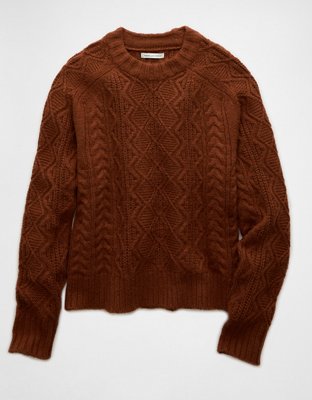 AE Cropped Cable Knit Sweater