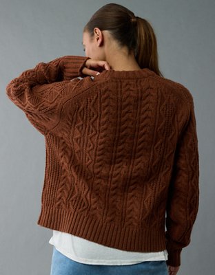 AE Cropped Cable Knit Sweater