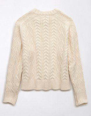 AE Cropped Cable Knit Sweater