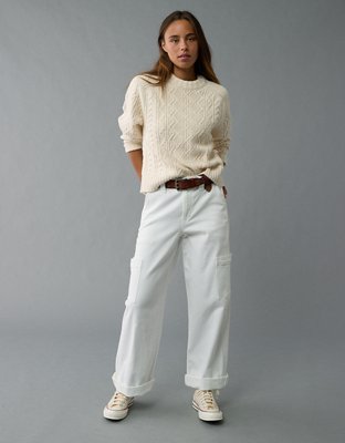 AE Cropped Cable Knit Sweater