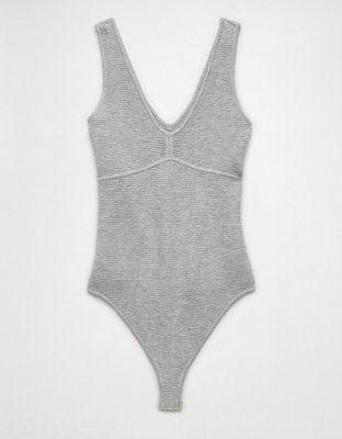 AE Sleeveless V-Neck Pointelle-Knit Bodysuit