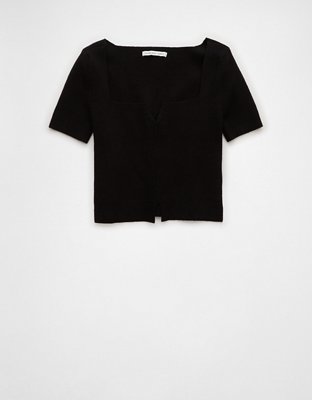 AE Notch Neck T-Shirt Sweater Top