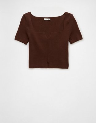 AE Notch Neck T-Shirt Sweater Top